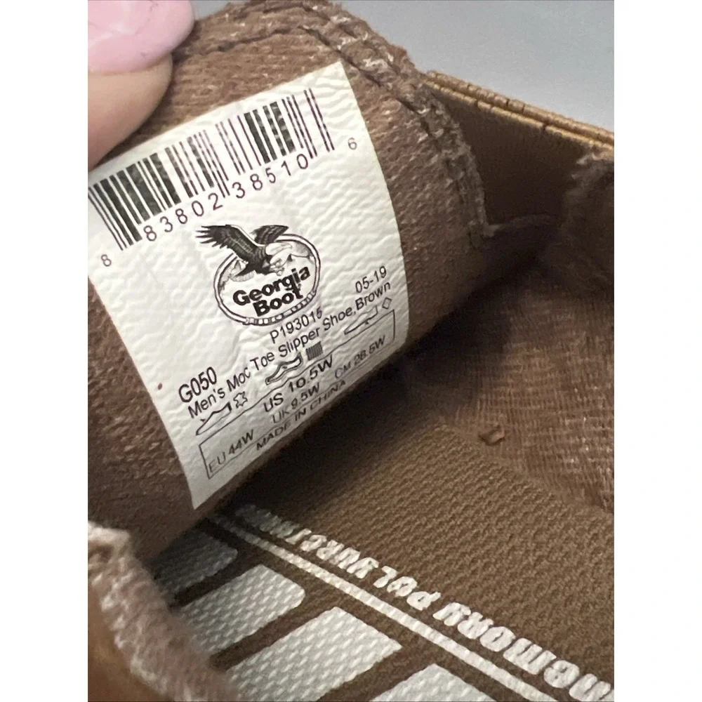 Georgia Boot Cedar Falls Moc-Toe Slip On Size‎ 10.5W Wide Mens G050 Tan Leather